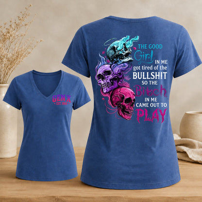 Good Girl Gone Bad – Custom EST. Year Gen X Women's V-Neck Tee