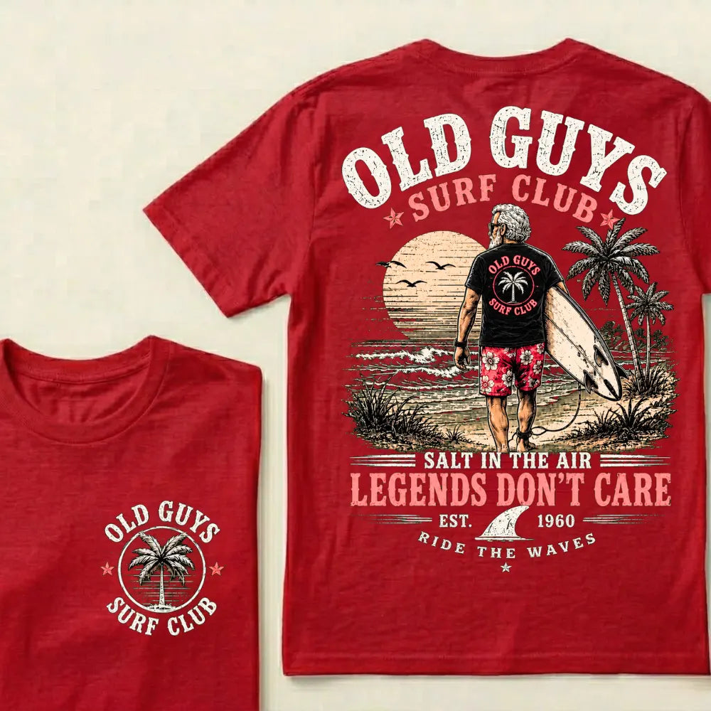 🌴Custom EST.Year Vintage Beach Old Guys Surf Club Casual Graphic T-Shirt