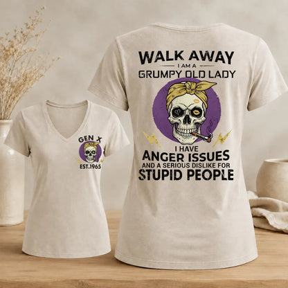 GEN X Custom Year Grumpy Old Lady Graphic Tee Woman's V-neck