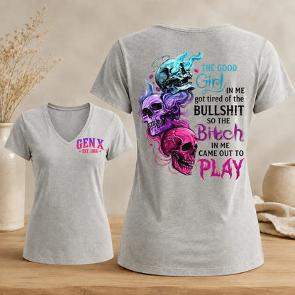 Good Girl Gone Bad – Custom EST. Year Gen X Women's V-Neck Tee