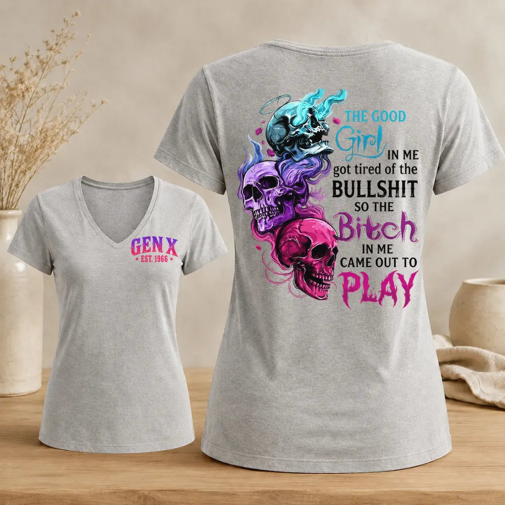 Good Girl Gone Bad – Custom EST. Year Gen X Women's V-Neck Tee