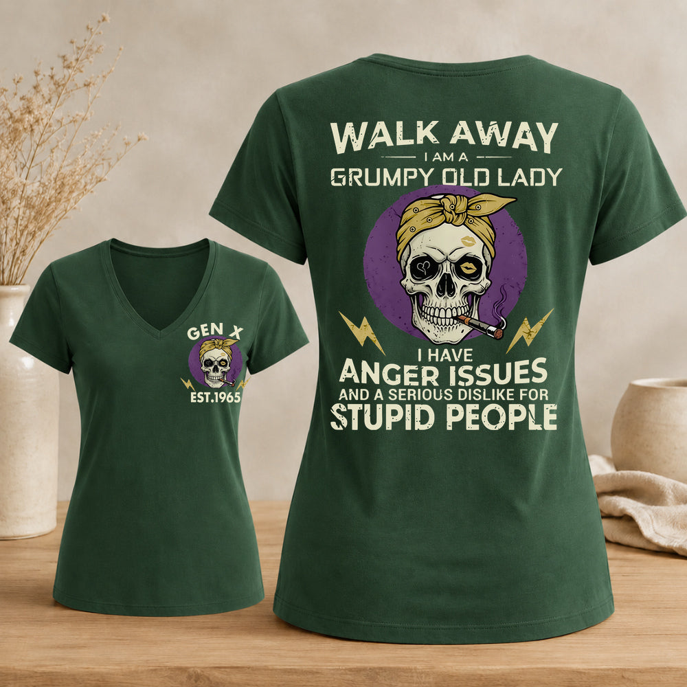 GEN X Custom Year Grumpy Old Lady Graphic Tee Woman's V-neck