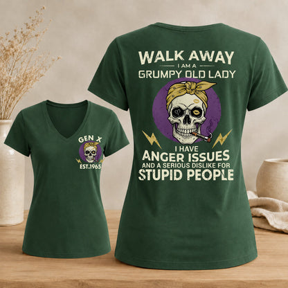 GEN X Custom Year Grumpy Old Lady Graphic Tee Woman's V-neck
