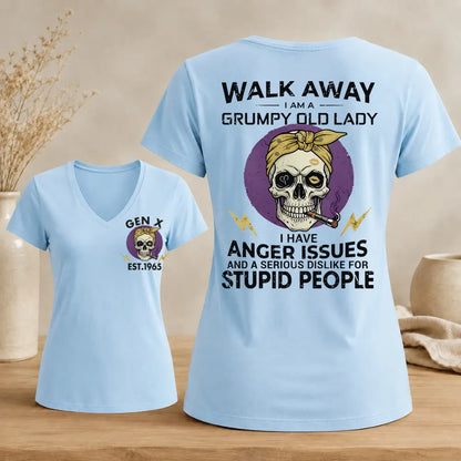 GEN X Custom Year Grumpy Old Lady Graphic Tee Woman's V-neck
