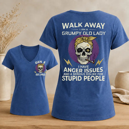 GEN X Custom Year Grumpy Old Lady Graphic Tee Woman's V-neck
