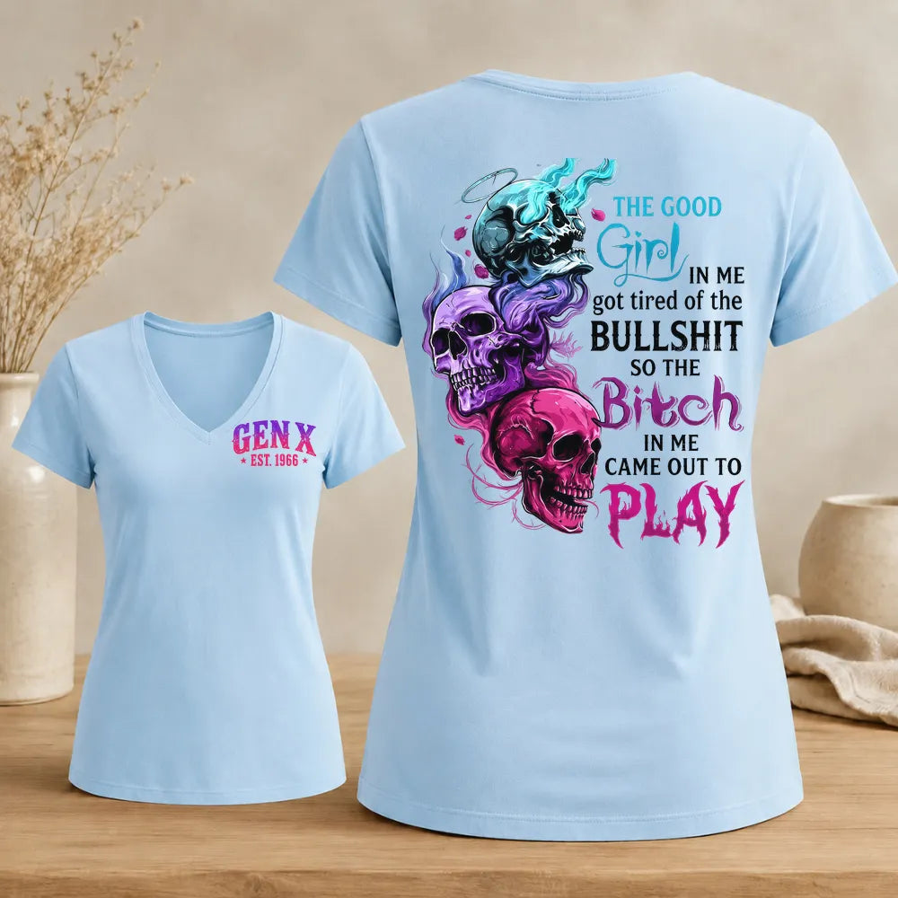 Good Girl Gone Bad – Custom EST. Year Gen X Women's V-Neck Tee
