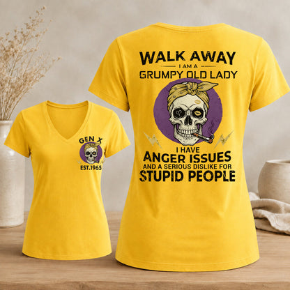 GEN X Custom Year Grumpy Old Lady Graphic Tee Woman's V-neck