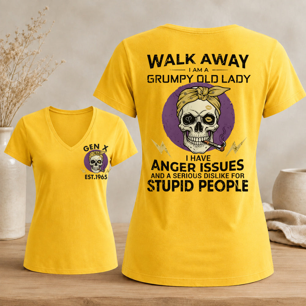 GEN X Custom Year Grumpy Old Lady Graphic Tee Woman's V-neck