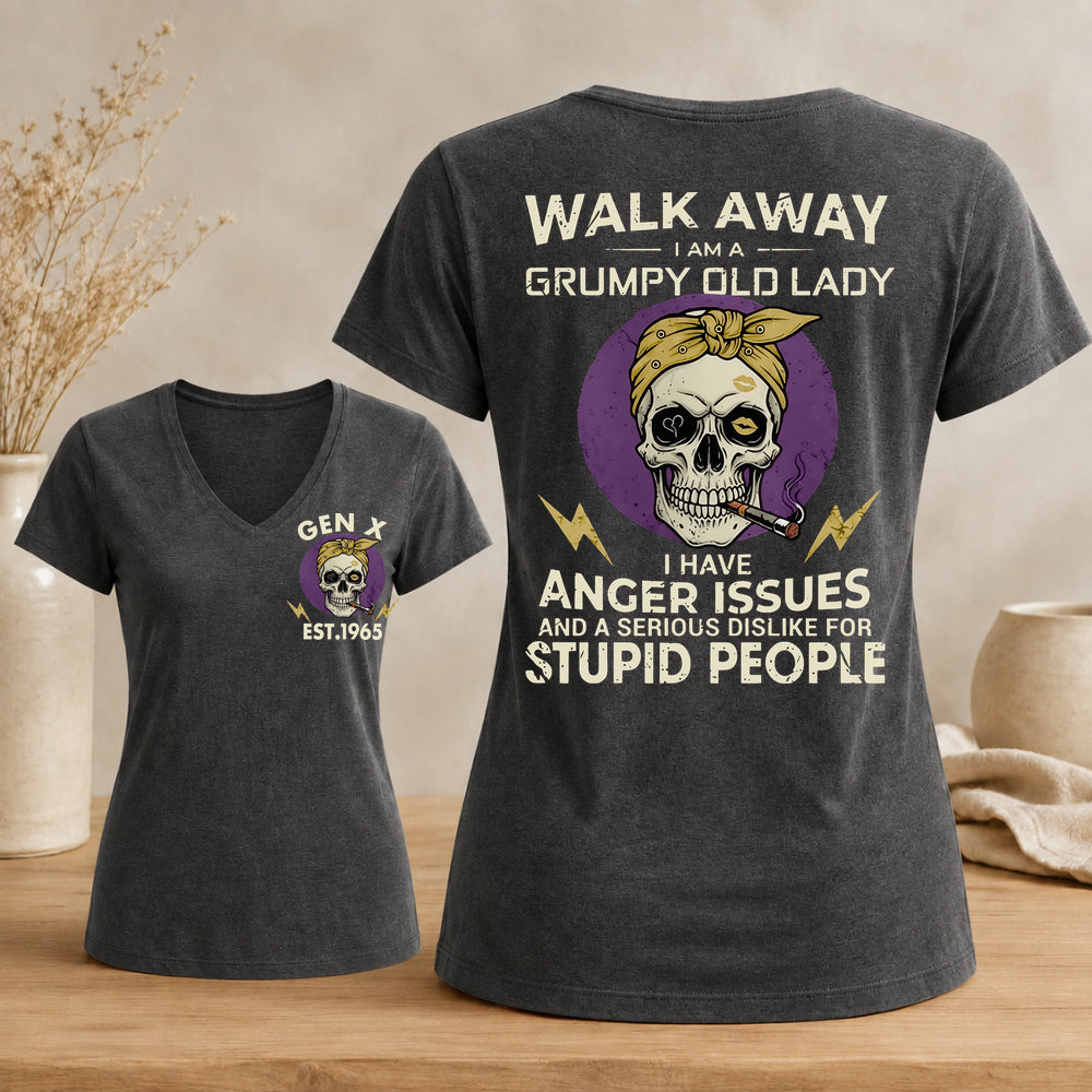 GEN X Custom Year Grumpy Old Lady Graphic Tee Woman's V-neck