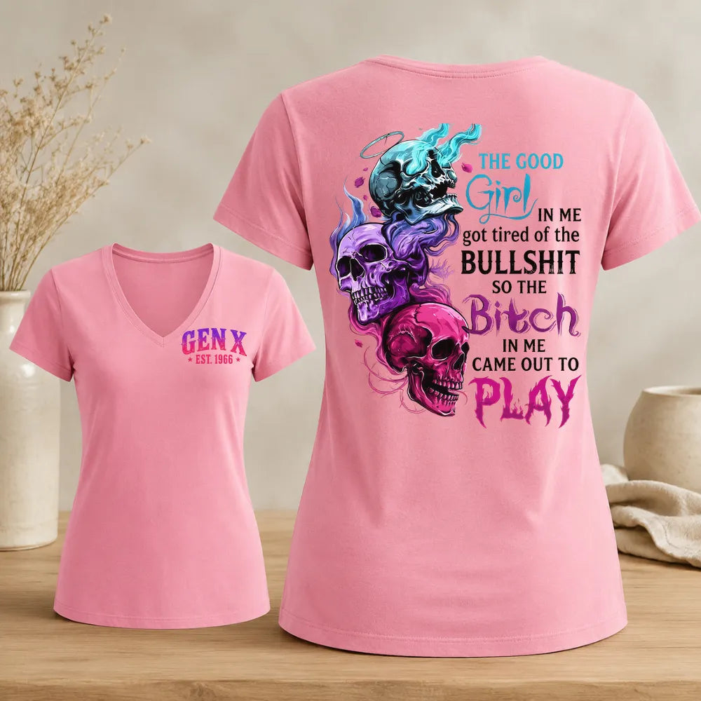 Good Girl Gone Bad – Custom EST. Year Gen X Women's V-Neck Tee