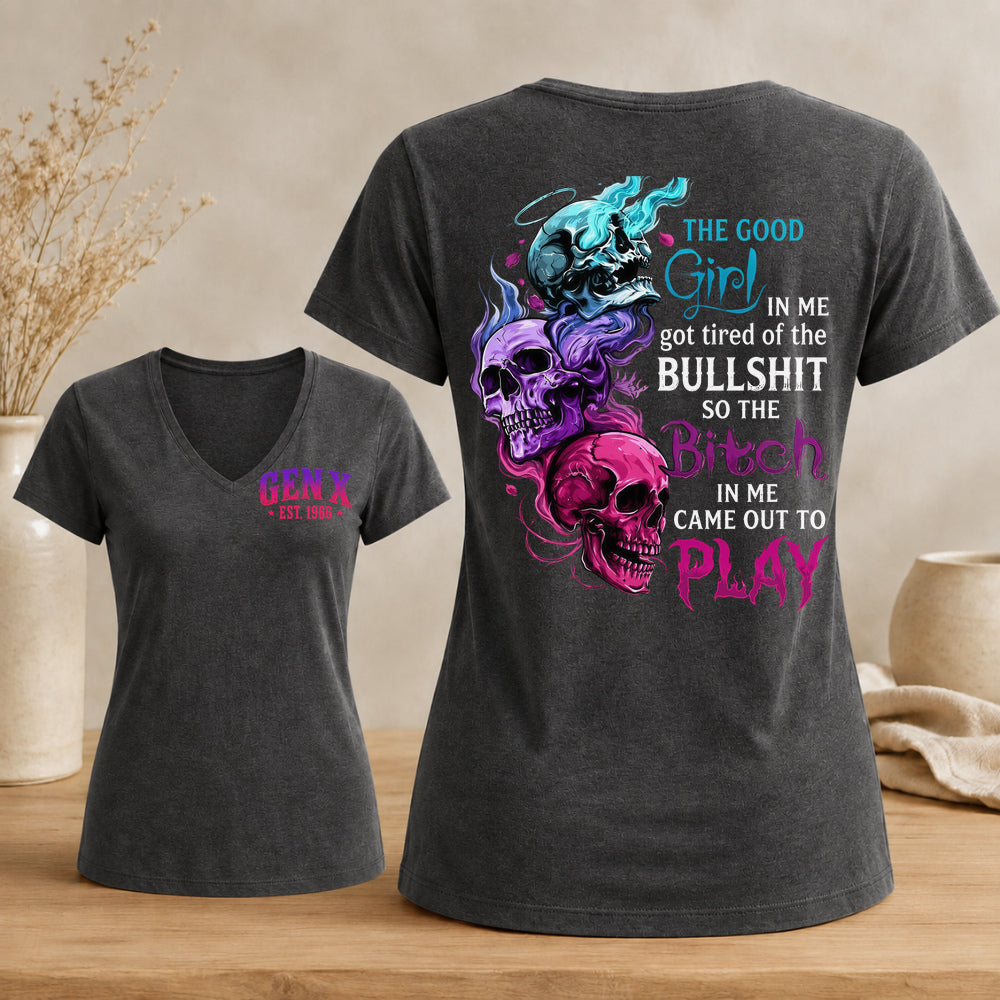 Good Girl Gone Bad – Custom EST. Year Gen X Women's V-Neck Tee