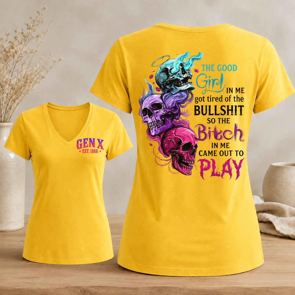 Good Girl Gone Bad – Custom EST. Year Gen X Women's V-Neck Tee