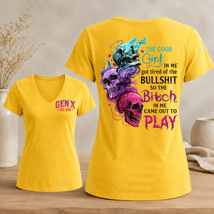 Good Girl Gone Bad – Custom EST. Year Gen X Women's V-Neck Tee