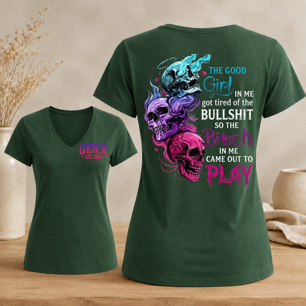 Good Girl Gone Bad – Custom EST. Year Gen X Women's V-Neck Tee