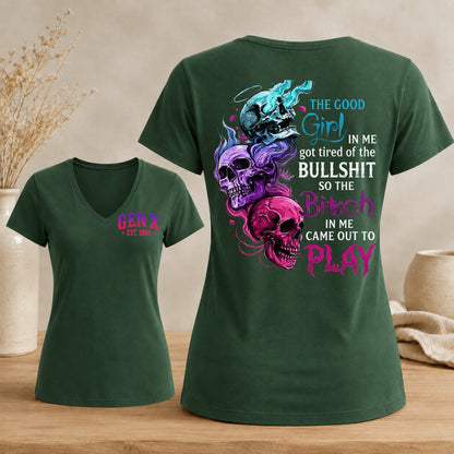 Good Girl Gone Bad – Custom EST. Year Gen X Women's V-Neck Tee