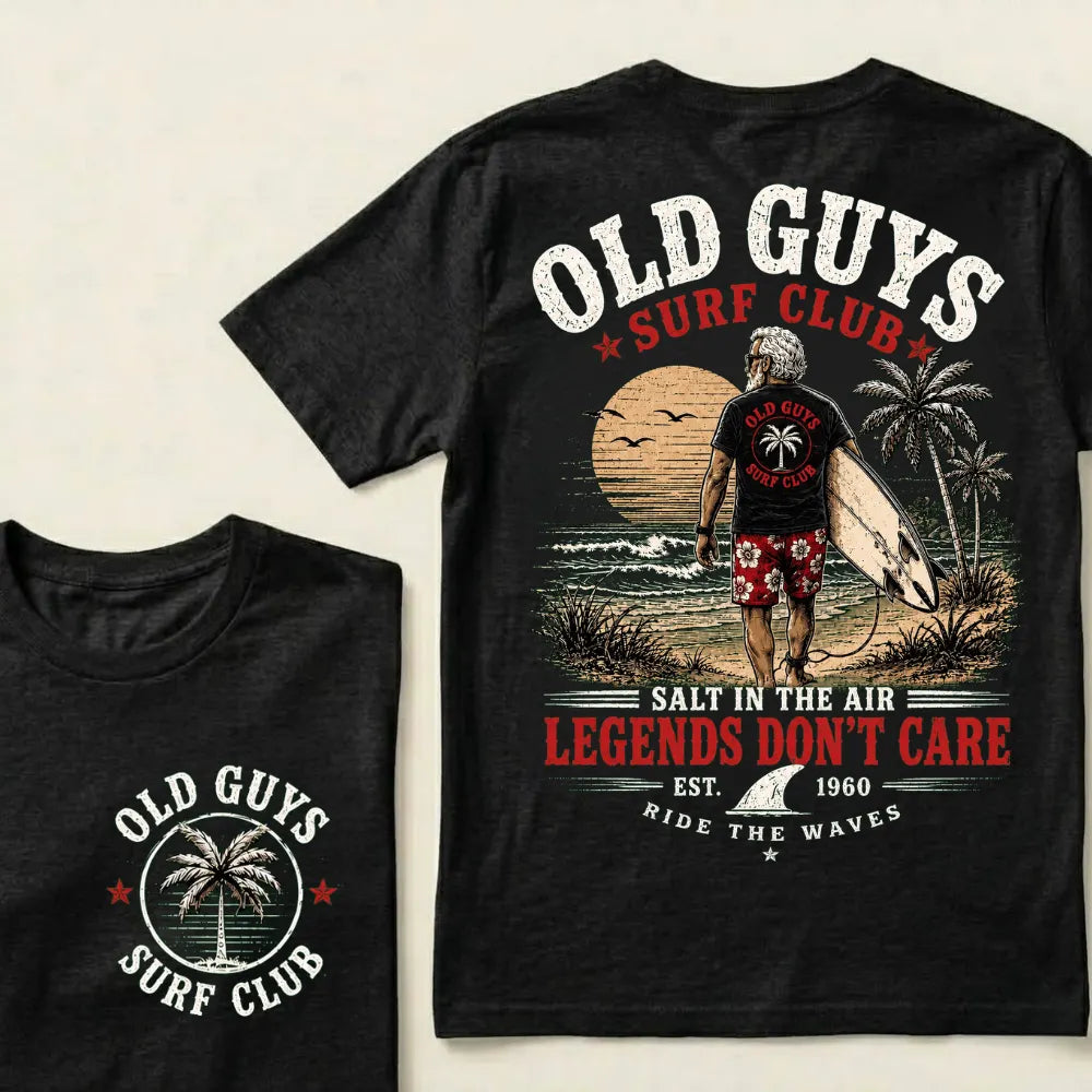 🌴Custom EST.Year Vintage Beach Old Guys Surf Club Casual Graphic T-Shirt