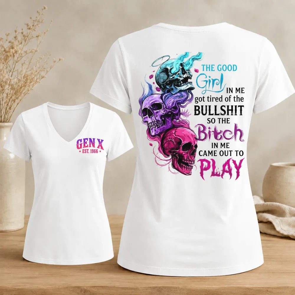 Good Girl Gone Bad – Custom EST. Year Gen X Women's V-Neck Tee
