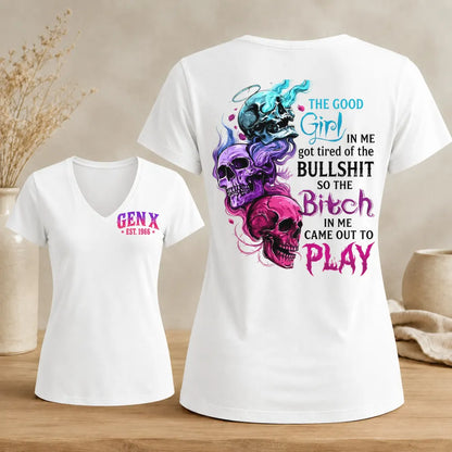 Good Girl Gone Bad – Custom EST. Year Gen X Women's V-Neck Tee