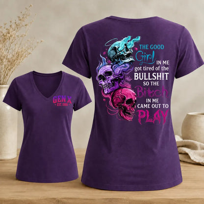 Good Girl Gone Bad – Custom EST. Year Gen X Women's V-Neck Tee