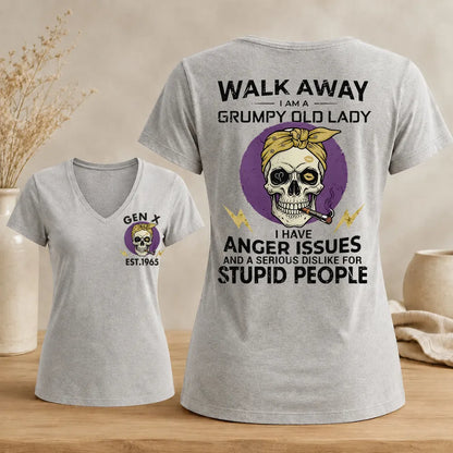 GEN X Custom Year Grumpy Old Lady Graphic Tee Woman's V-neck