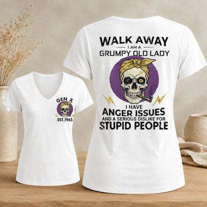 GEN X Custom Year Grumpy Old Lady Graphic Tee Woman's V-neck
