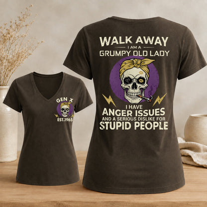 GEN X Custom Year Grumpy Old Lady Graphic Tee Woman's V-neck