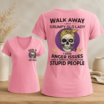 GEN X Custom Year Grumpy Old Lady Graphic Tee Woman's V-neck
